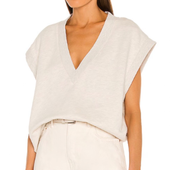 AGOLDE S/S Shaw Vest Sweatshirt Size S in Oatmeal Heather - Picture 2 of 6